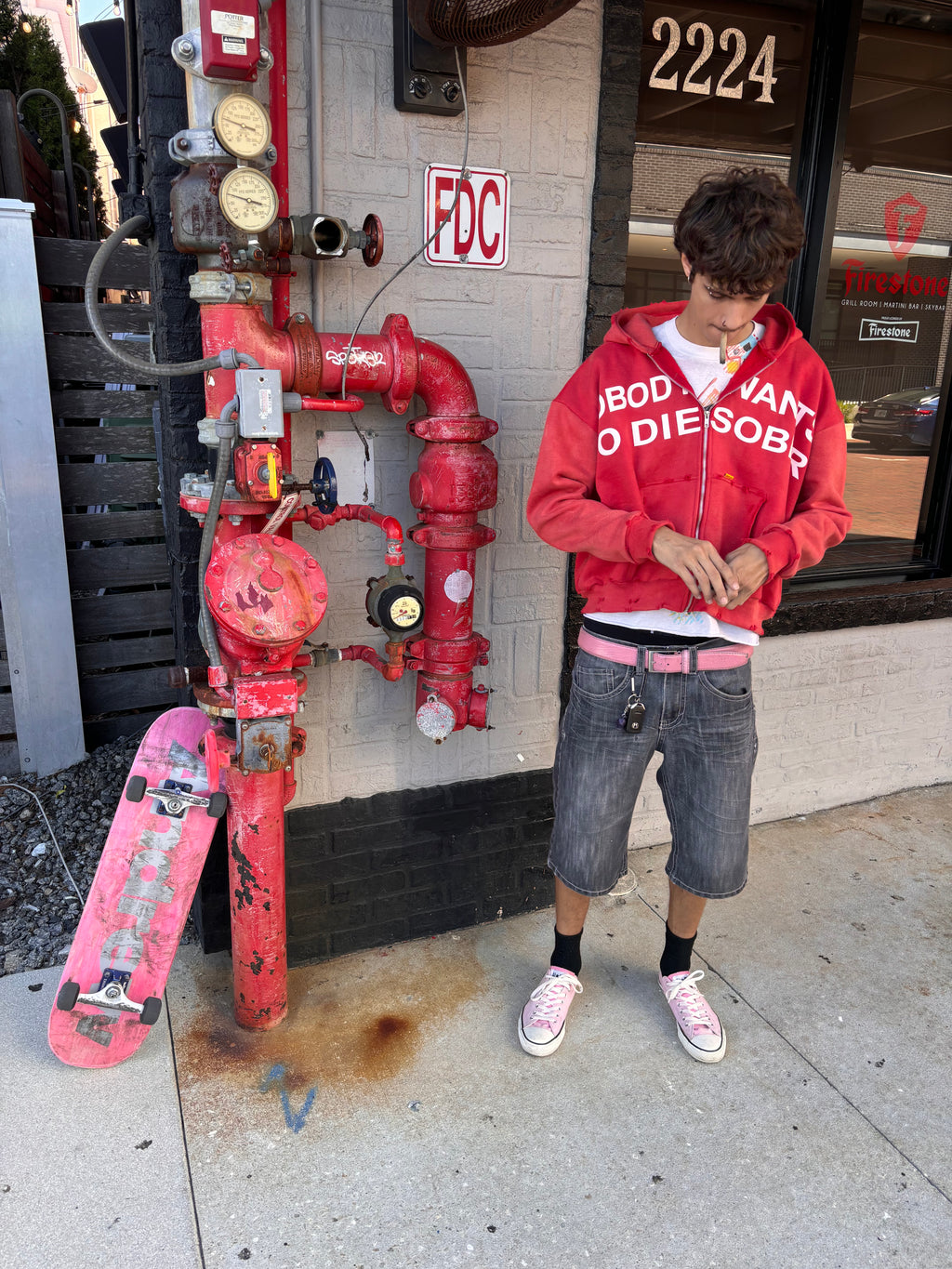 RED “DIE SOBER” ZIPUP HOODIE