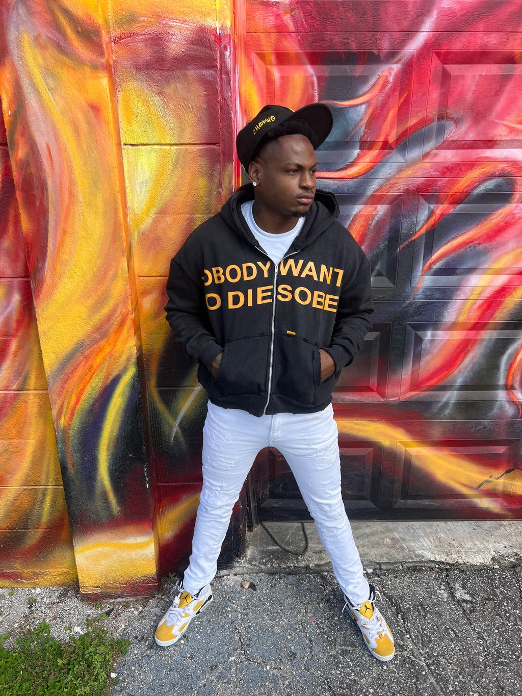 BLACK “DIE SOBER” ZIPUP HOODIE