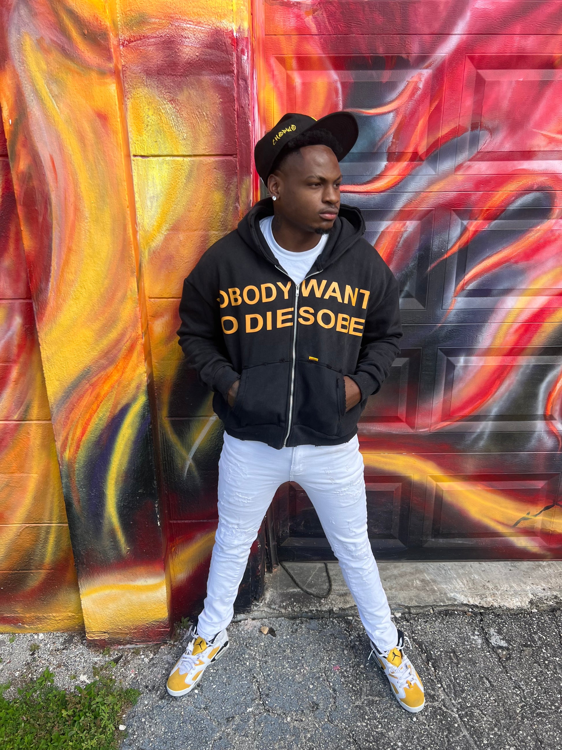 BLACK “DIE SOBER” ZIPUP HOODIE