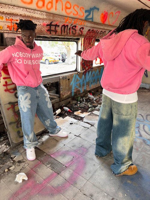PINK “DIE SOBER” ZIPUP HOODIE